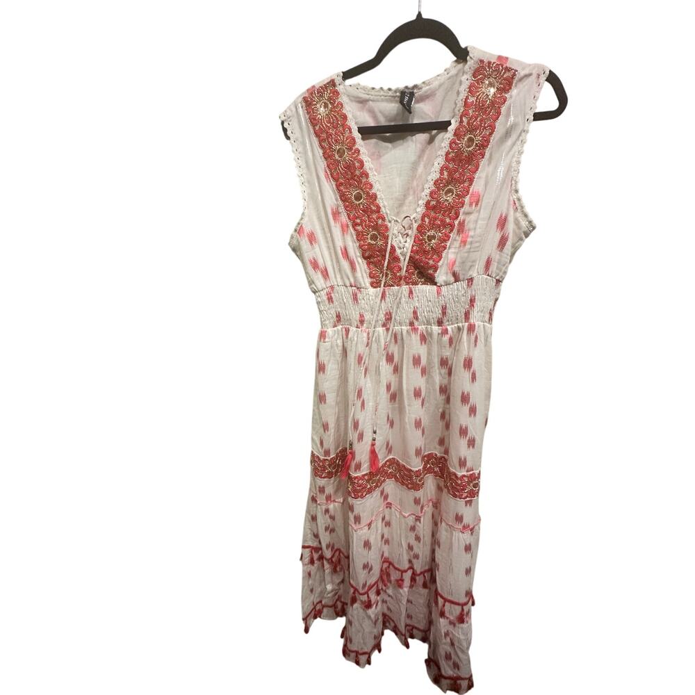 126. Boho Maxi Dress with Tassels NWOT